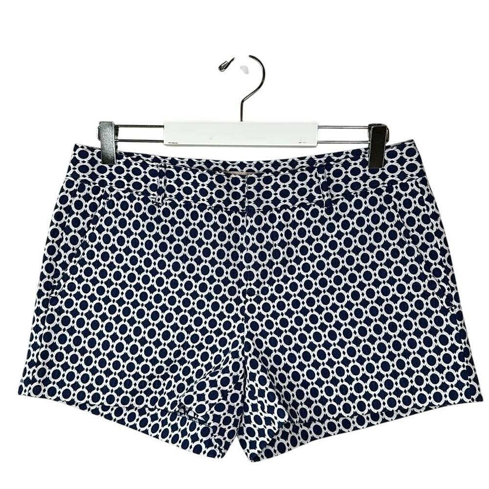 Banana Republic Factory Blue and White Geometric Print Cotton Blend Short Size 6